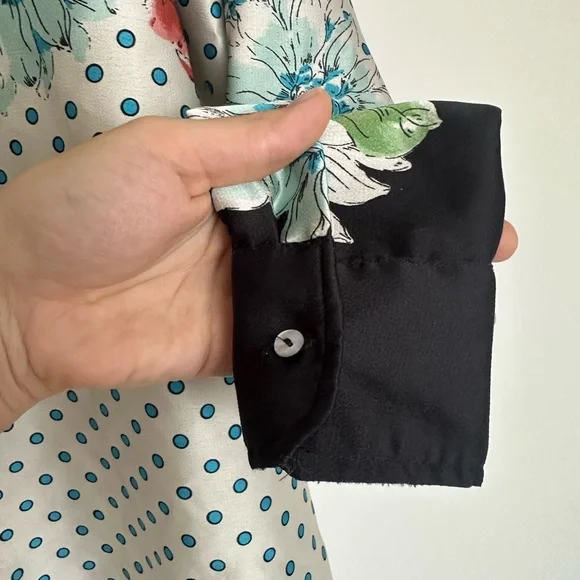 Zara floral and polka dot long sleeve blouse button down shirt - Picture 4 of 5